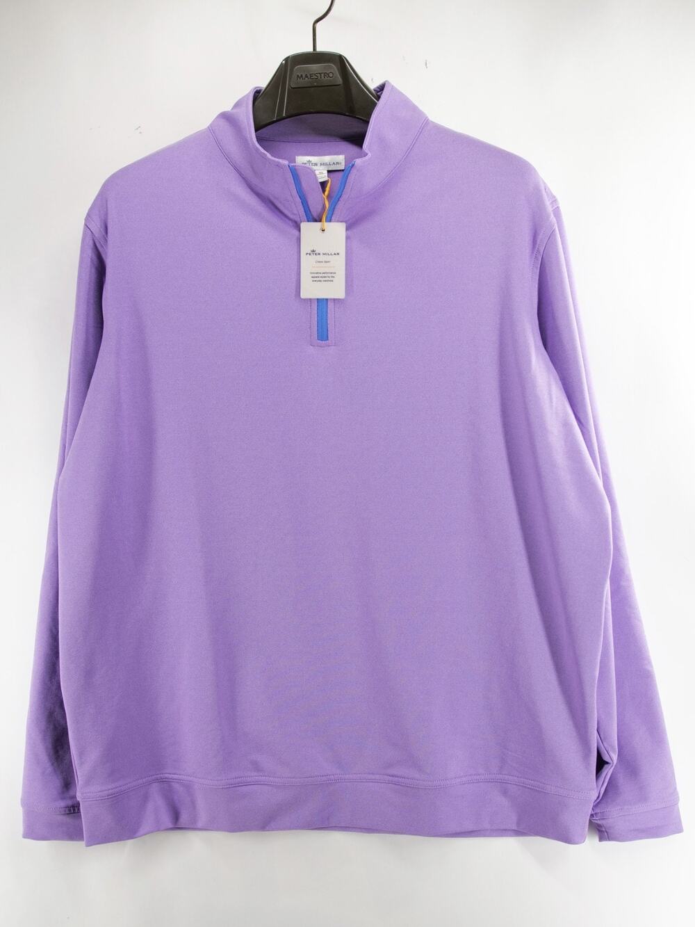 Peter Millar NWT Perth Quarter Zip Pullover XL Purple Blue Trim MF21EK40B Golf